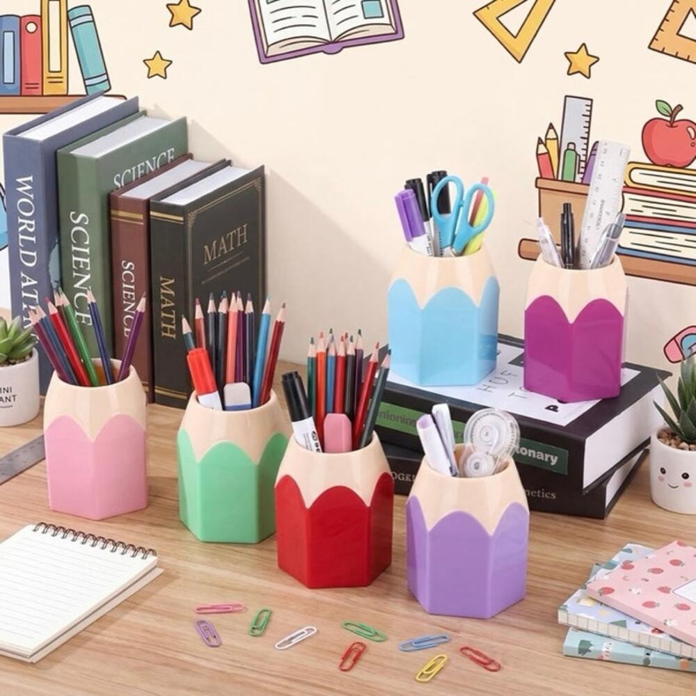Set of 12 Pencil Shaped Pen & Pencil Holders  for Teachers and Kids of All Ages